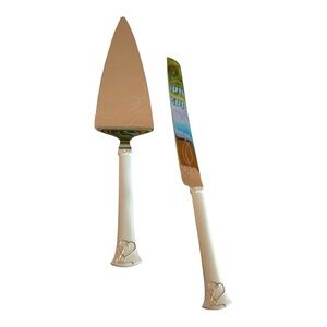 Mikasa Love Story Cake Knife and Server Set - Elegant Wedding Flatware